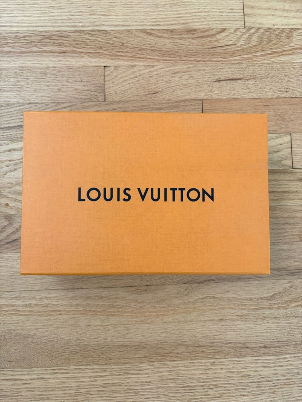 Louis Vuitton Orange Box with Navy Ribbon and Cream Dust Bag